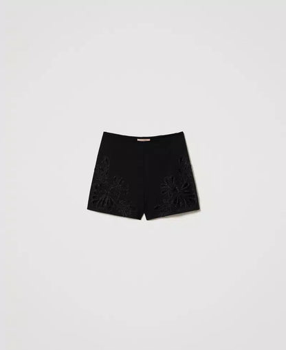 Twinset Shorts With Handmade Embroidery