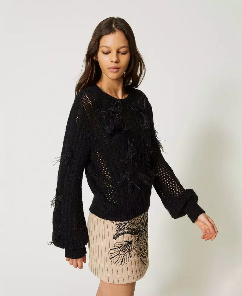 Twinset Alpaca Wool Jumper With Feathers