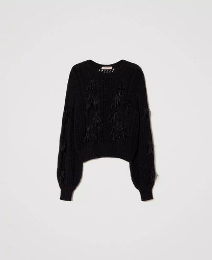 Twinset Alpaca Wool Jumper With Feathers