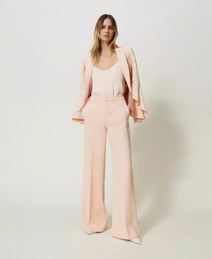 Twinset Pink Wide Leg Crêpe Trousers