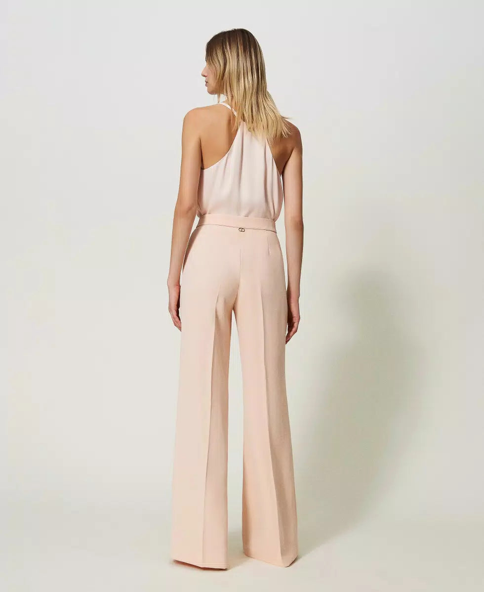 Twinset Pink Wide Leg Crêpe Trousers