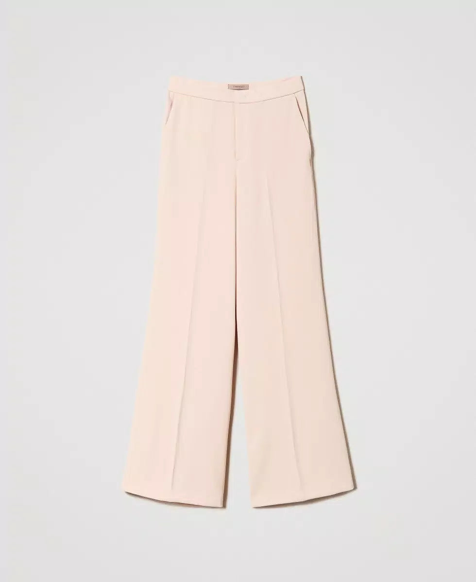 Twinset Pink Wide Leg Crêpe Trousers