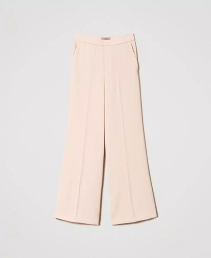 Twinset Pink Wide Leg Crêpe Trousers