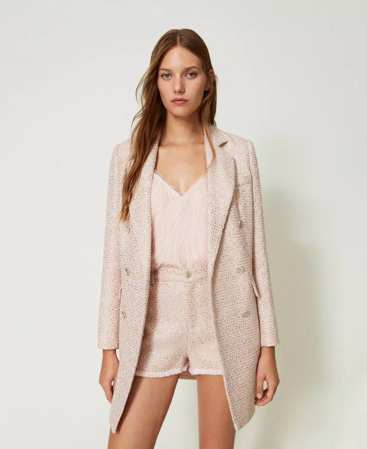 Twinset Pink Bouclé Coat