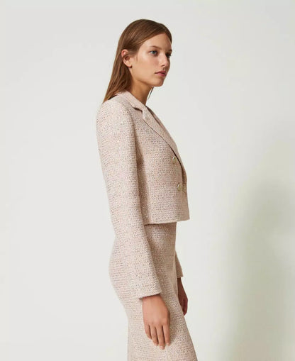 Twinset Pink Bouclé Cropped Blazer