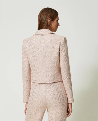 Twinset Pink Bouclé Cropped Blazer