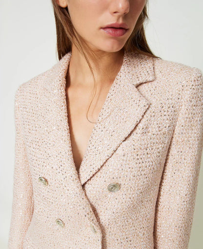 Twinset Pink Bouclé Cropped Blazer