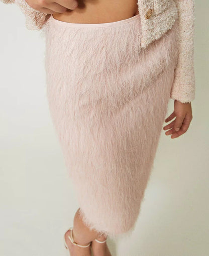 Twinset Pink Midi Feather Skirt