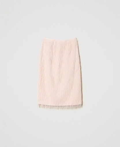 Twinset Pink Midi Feather Skirt