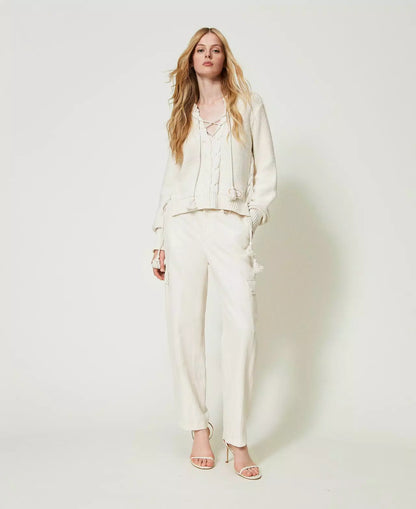 Twinset Linen Cargo Trousers