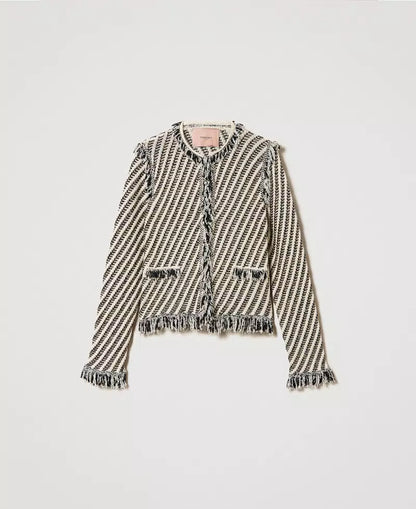 Twinset Jacquard Striped Cardigan