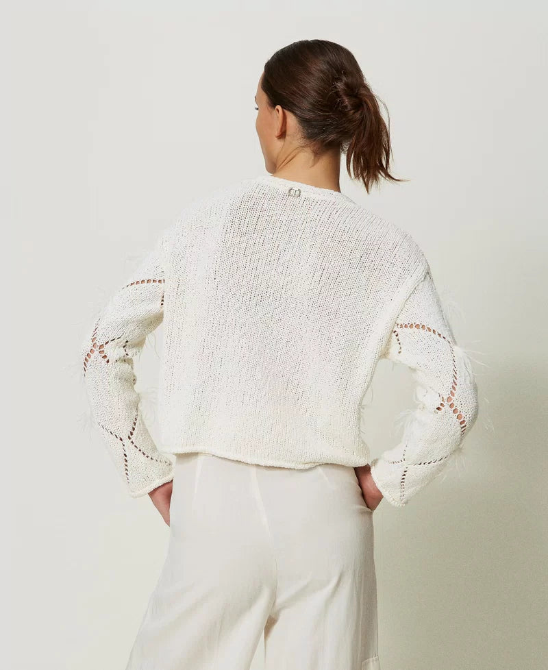 Twinset Diamond-Pattern Feather Sweater