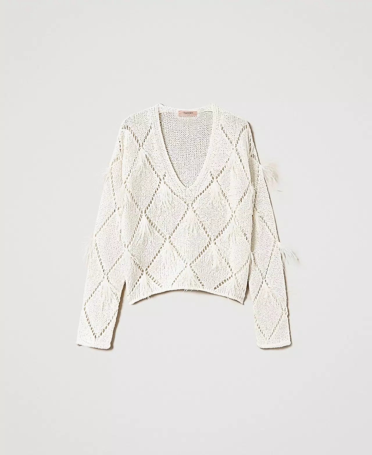 Twinset Diamond-Pattern Feather Sweater