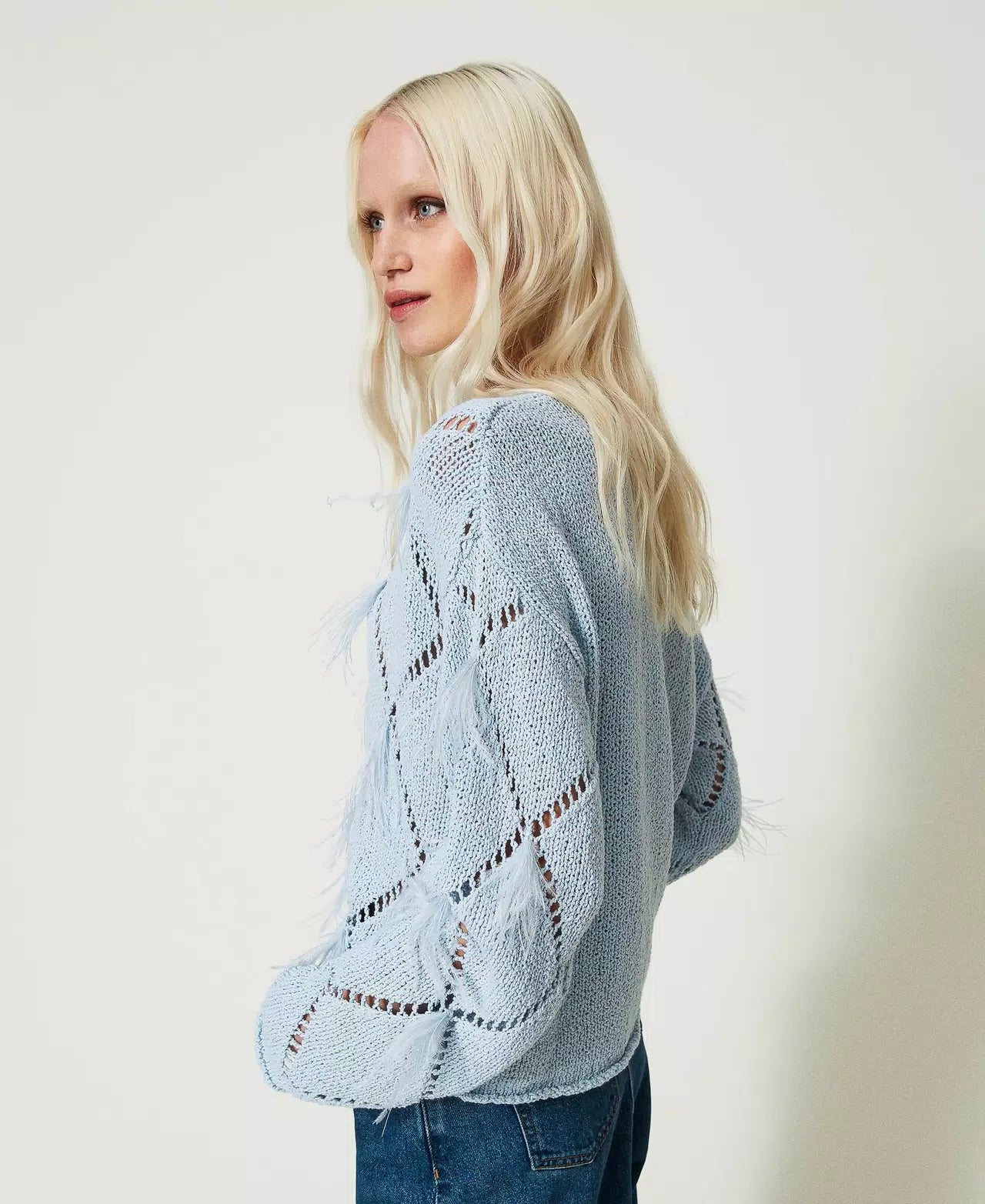 Twinset Diamond-Pattern Feather Sweater