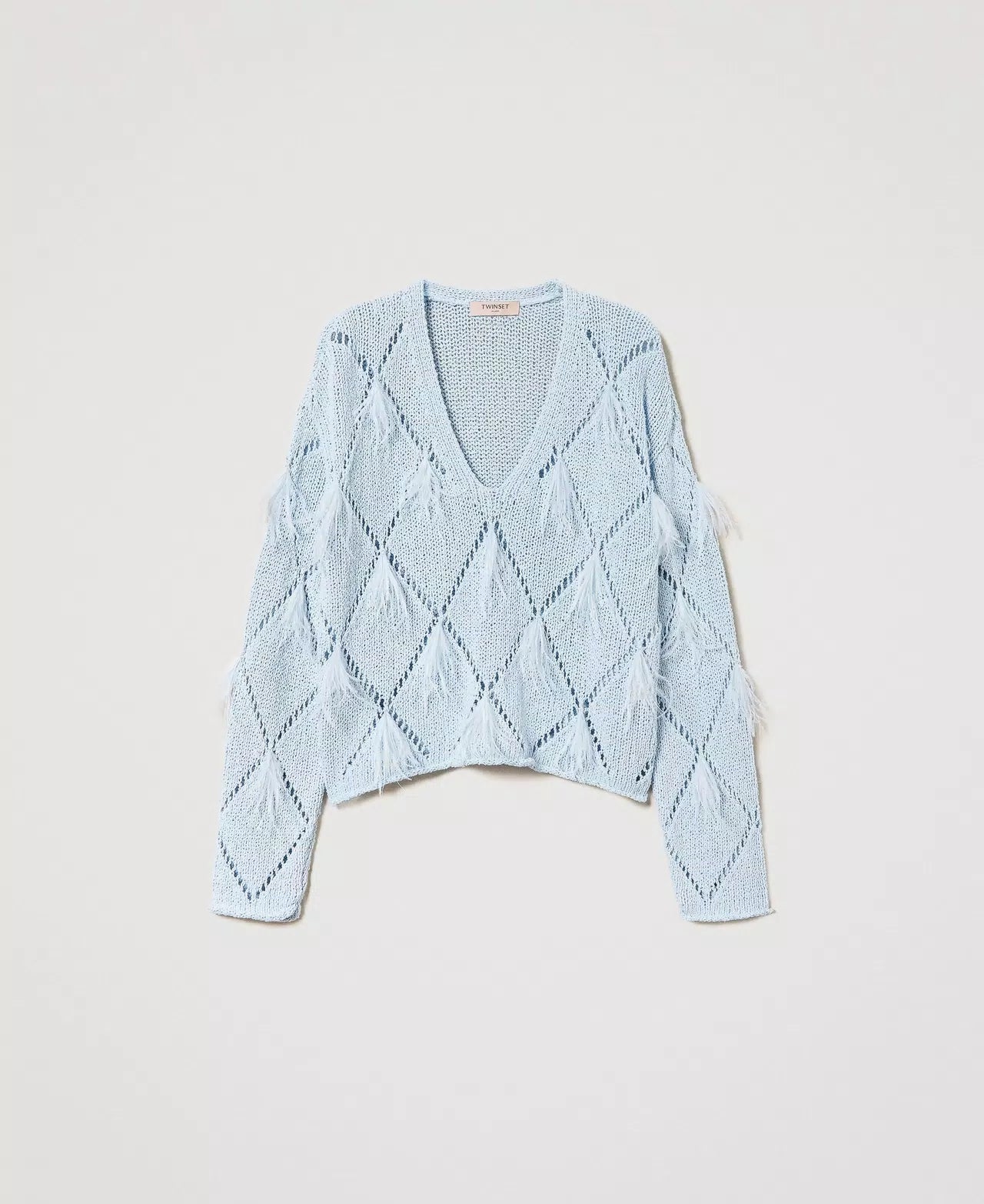 Twinset Diamond-Pattern Feather Sweater