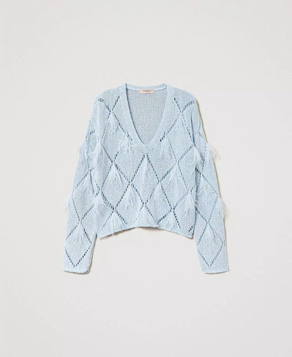 Twinset Diamond-Pattern Feather Sweater