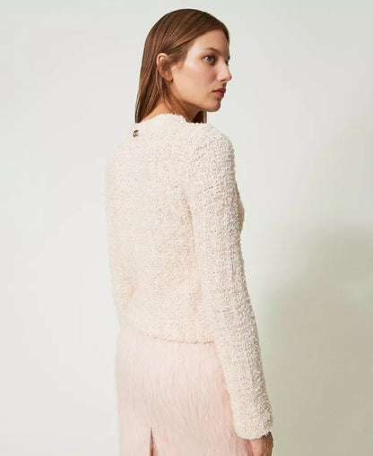 Twinset Pink Bouclé Cardigan