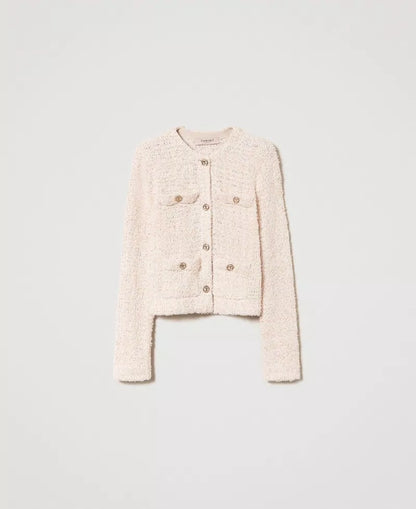 Twinset Pink Bouclé Cardigan