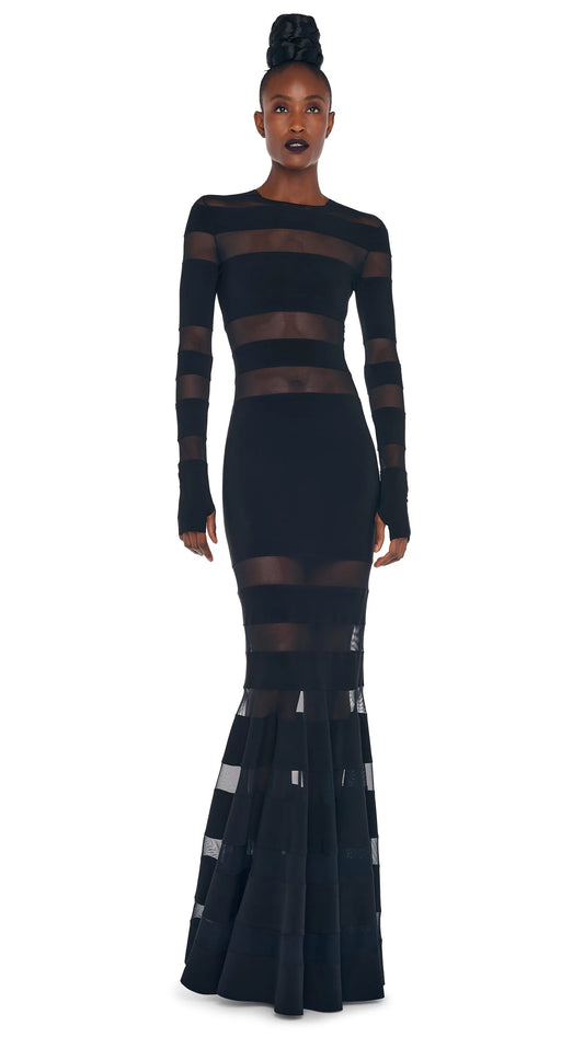 Norma Kamali Mesh Mermaid Gown Black