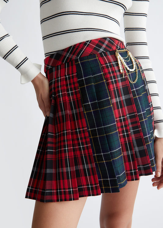 Liu Jo Check Pleated Miniskirt