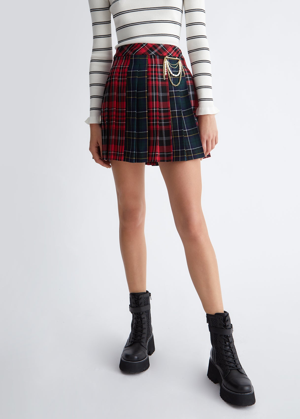 Liu Jo Check Pleated Miniskirt