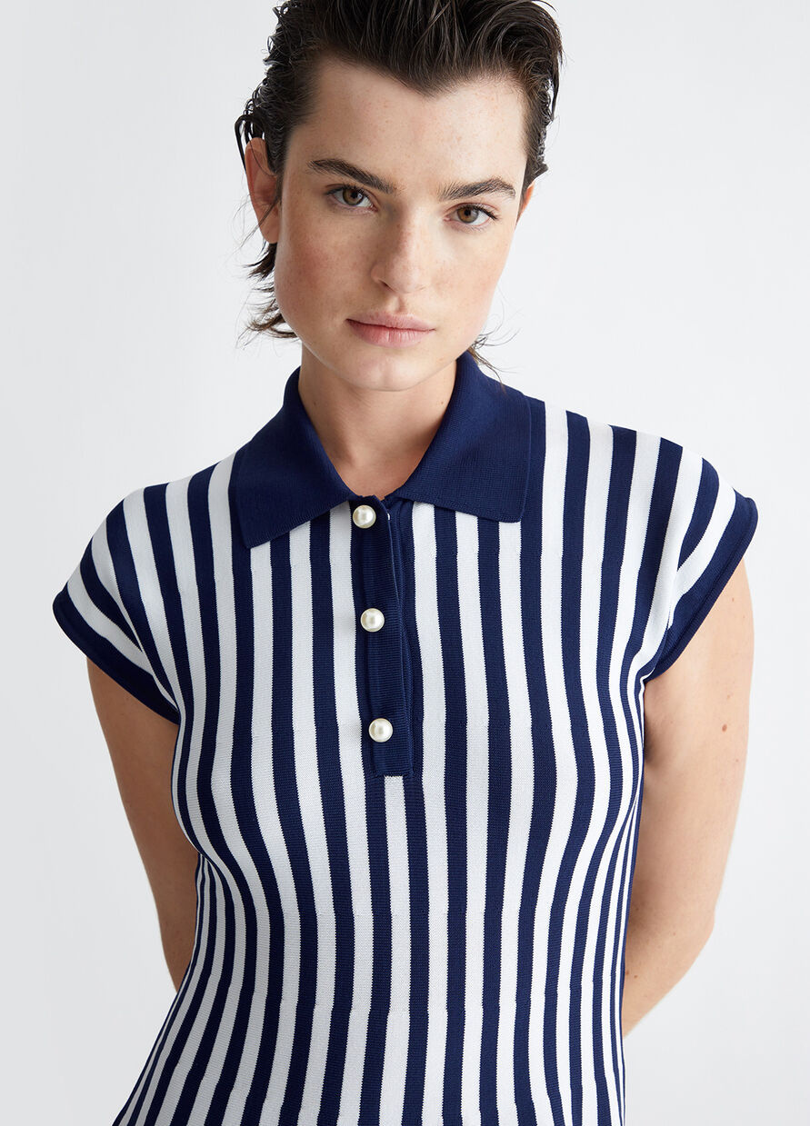 Liu Jo Navy Striped Knit Dress