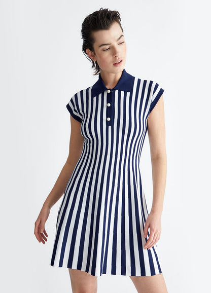 Liu Jo Navy Striped Knit Dress