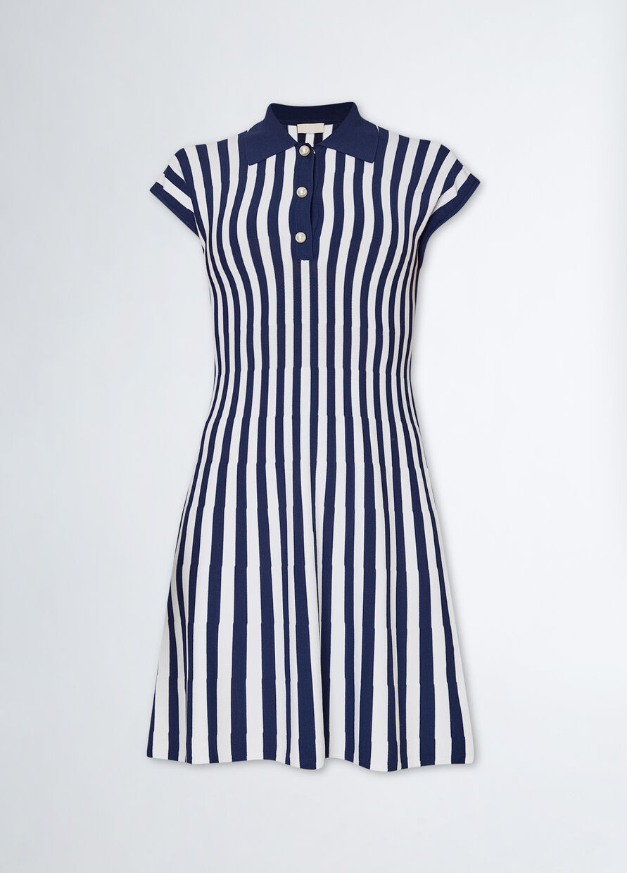 Liu Jo Navy Striped Knit Dress