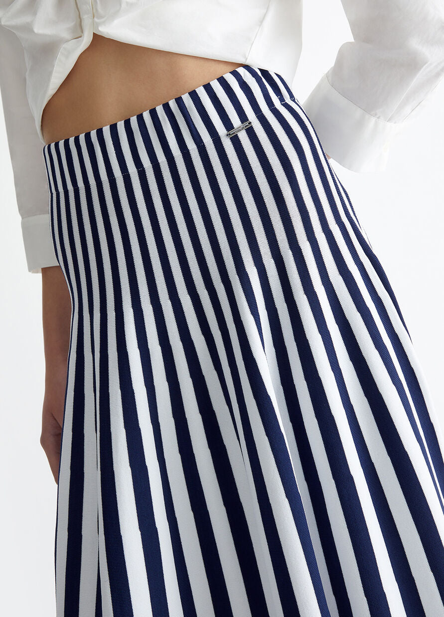 Liu Jo Navy Striped Knit Skirt