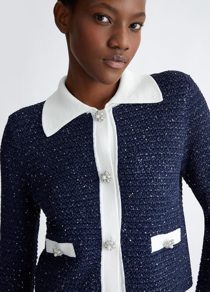 Liu Jo Navy Bouclé Jacket