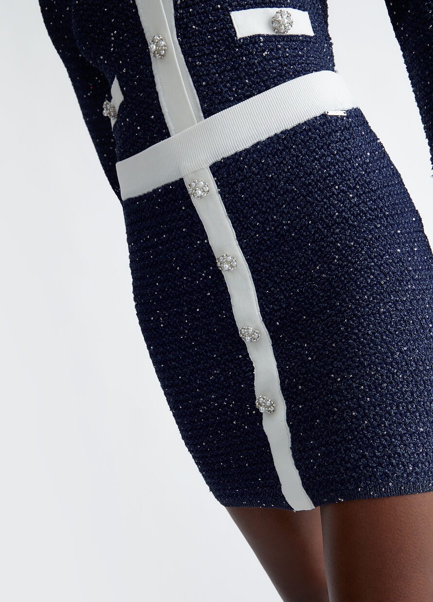 Liu Jo Navy Bouclé Mini Skirt