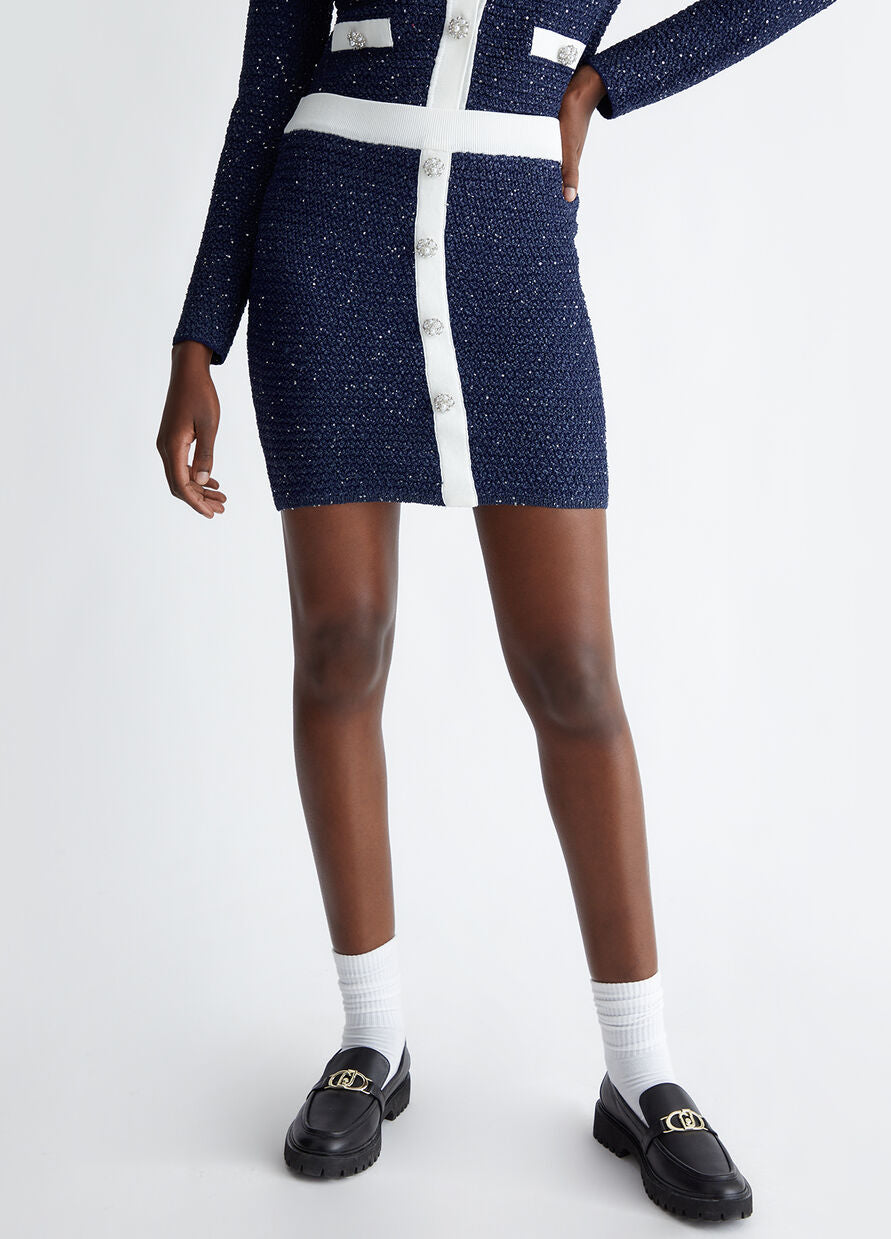 Liu Jo Navy Bouclé Mini Skirt