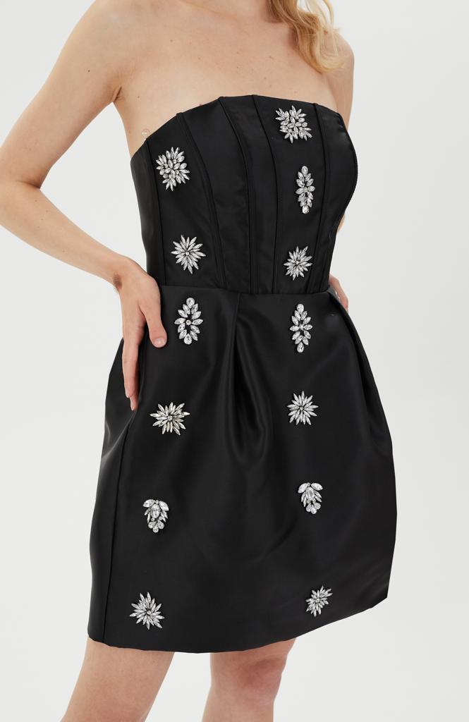 Escoll Strapless Mini Cocktail Dress Black