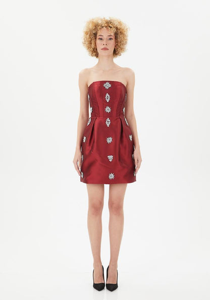 Escoll Strapless Mini Cocktail Dress Red