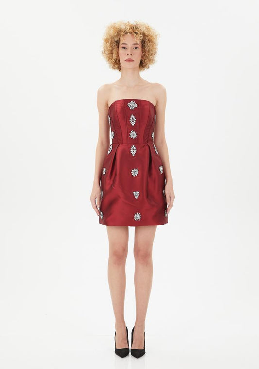 Escoll Strapless Mini Cocktail Dress Red