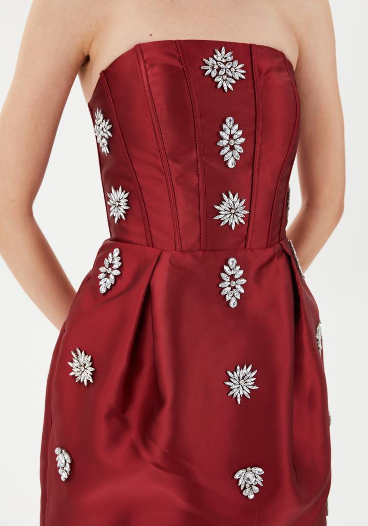 Escoll Strapless Mini Cocktail Dress Red