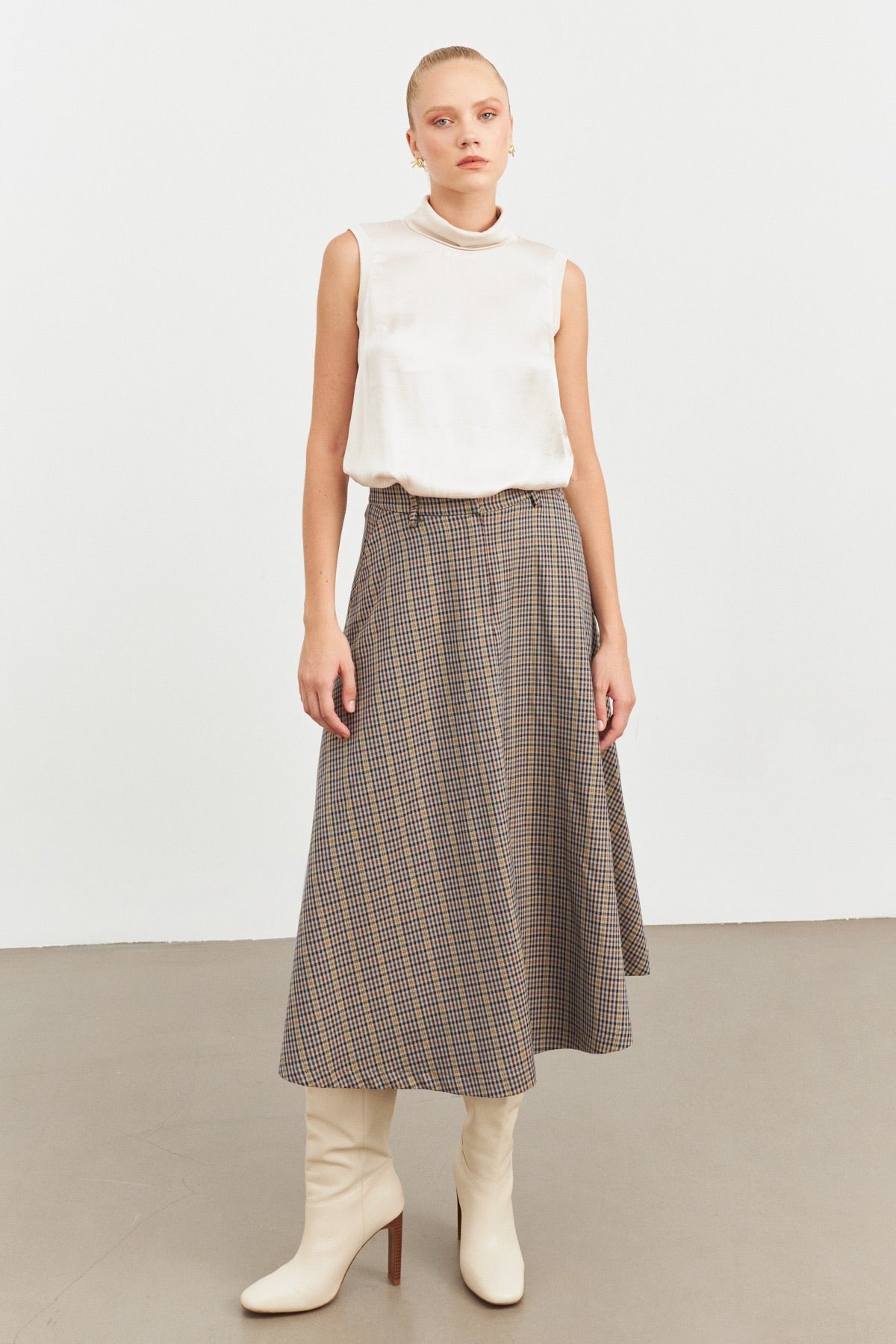 Setre Plaid Skirt Beige