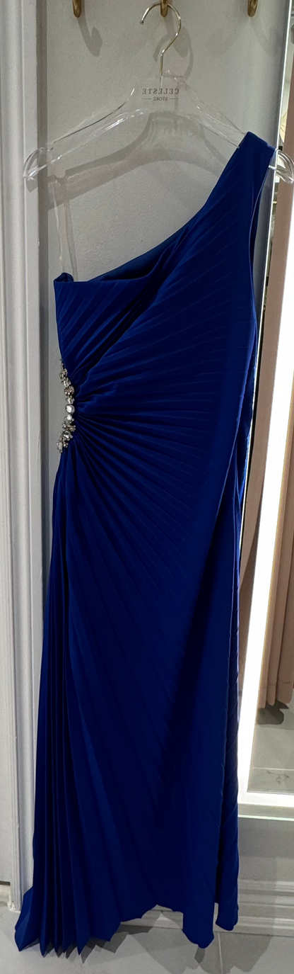 Blue Pleated Embellished Dress - Escoll