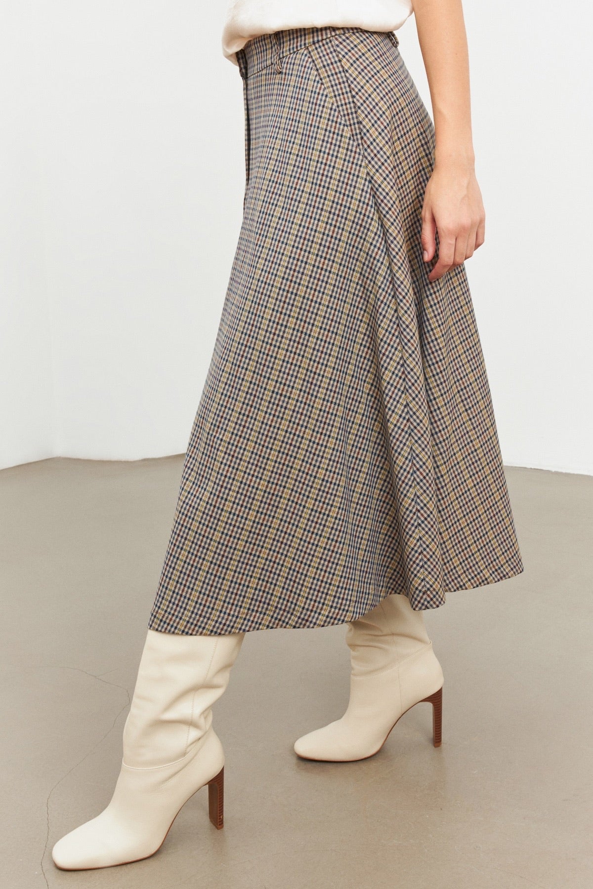 Setre Plaid Skirt Beige