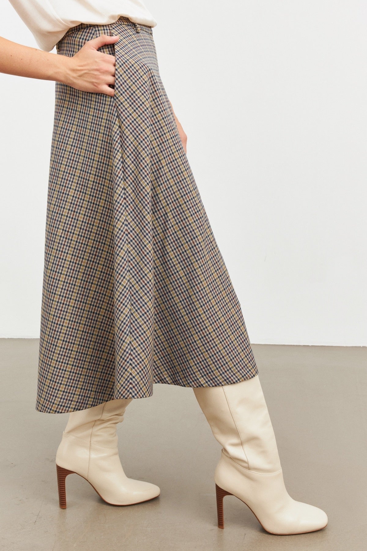 Setre Plaid Skirt Beige