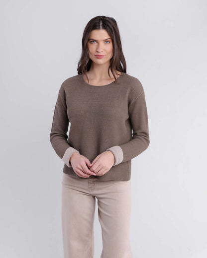 Alashan Plaited Reversible Pullover Artichoke