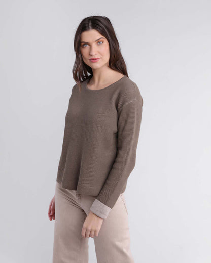 Alashan Plaited Reversible Pullover Artichoke