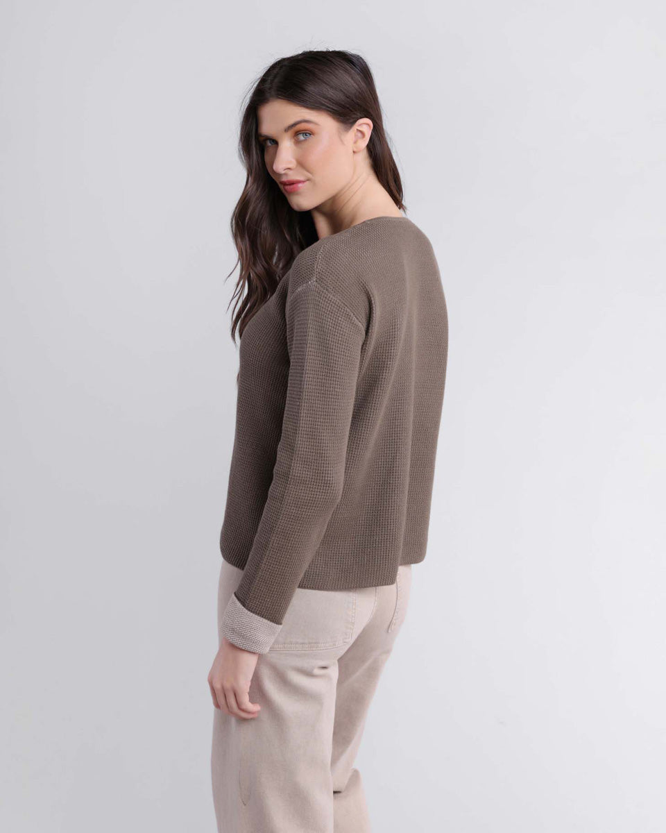 Alashan Plaited Reversible Pullover Artichoke