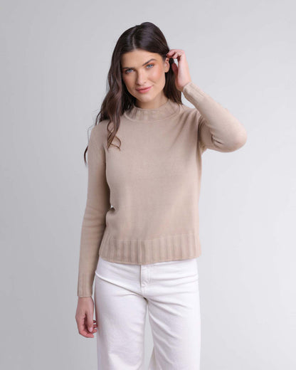 Alashan Halle Garter Stitch Mock Sweater Palomino