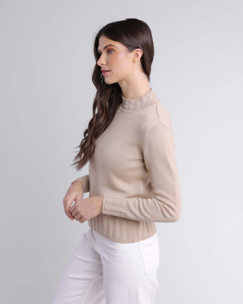 Alashan Halle Garter Stitch Mock Sweater Palomino