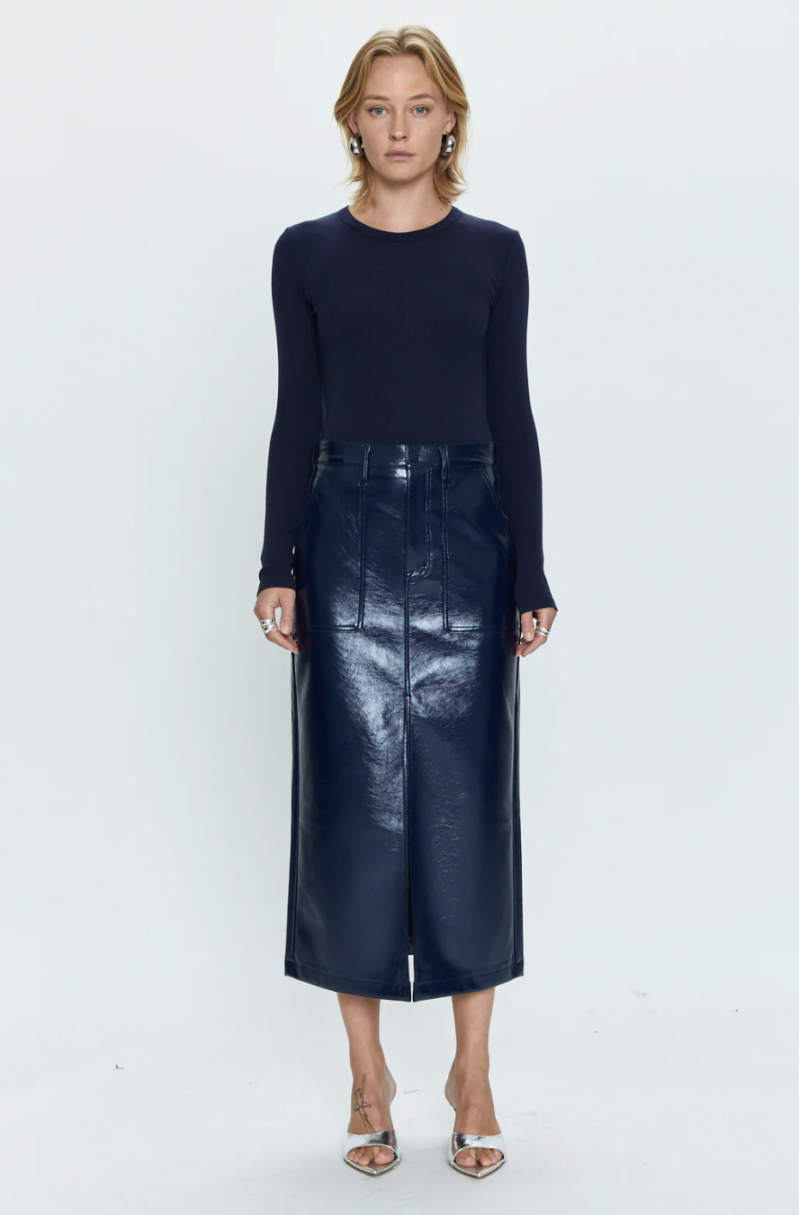 Pistola - Navy Sky Vinyl Skirt