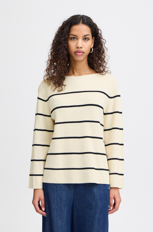 ICHI - Almond Striped Sweater