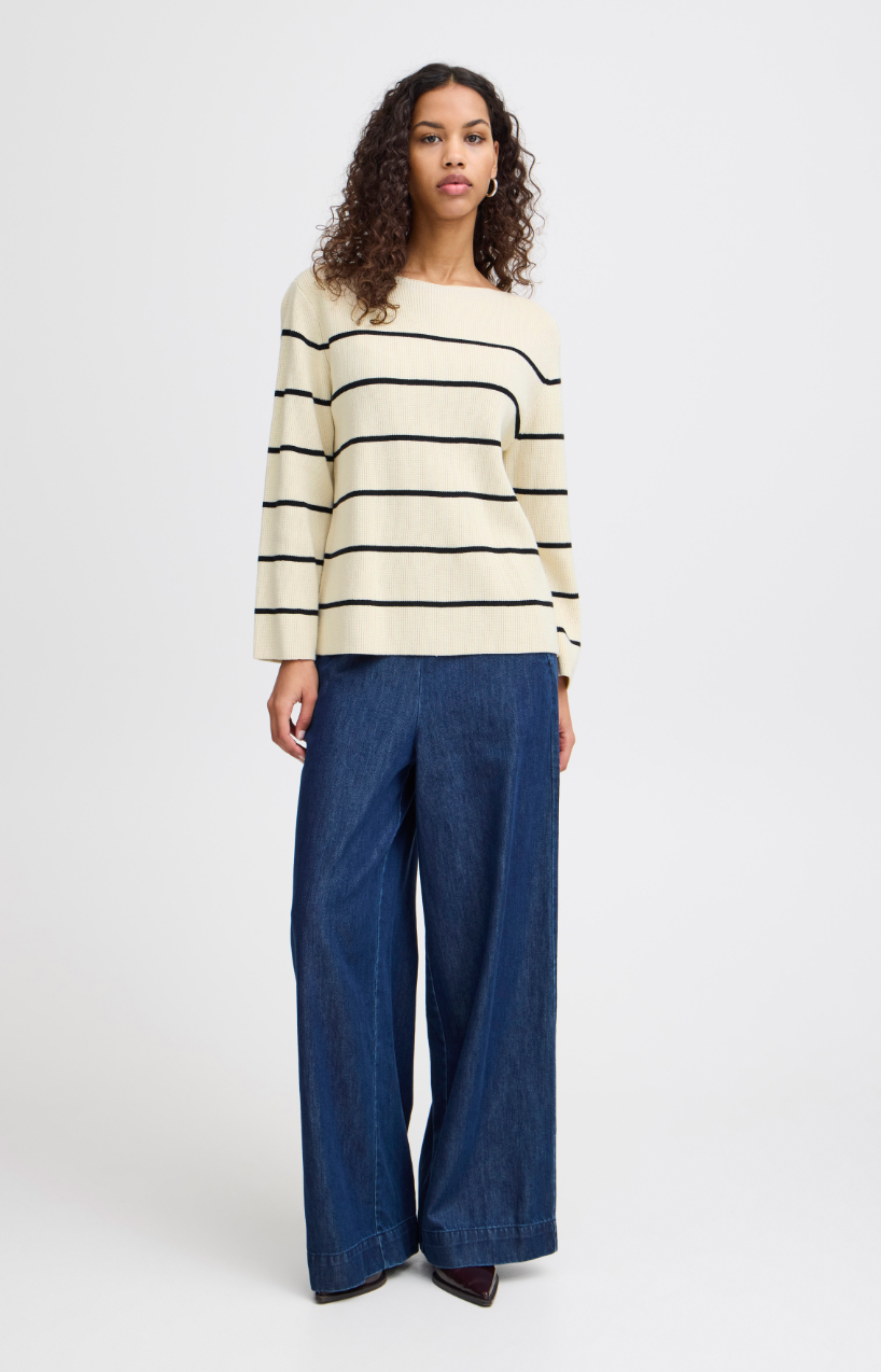 ICHI - Almond Striped Sweater