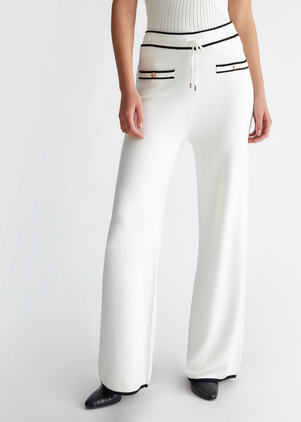 Silk-blend knit trousers