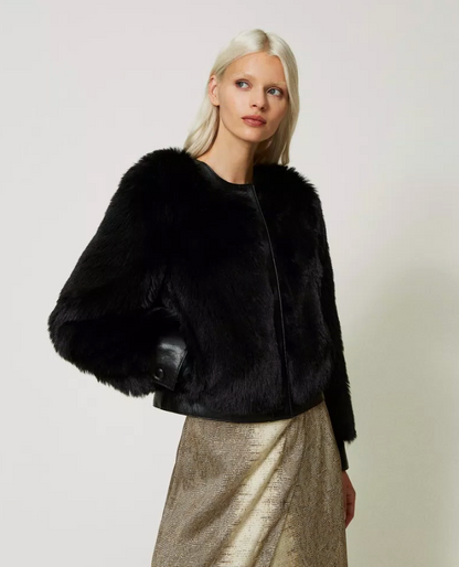 Cropped faux fur jacket - Twinset